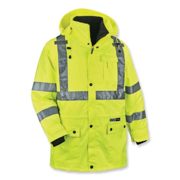 Picture of GloWear 8385 Class 3 Hi-Vis 4-in-1 Jacket, X-Large, Lime, Ships in 1-3 Business Days