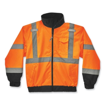 Picture of GloWear 8379 Class 3 Hi-Vis Fleece Lined Bomber Jacket, Orange, Medium, Ships in 1-3 Business Days