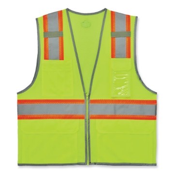 Picture of GloWear 8246Z-S Single Size Class 2 Two-Tone Mesh Vest, Polyester, 2X-Large, Lime, Ships in 1-3 Business Days