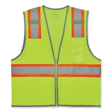 Picture of GloWear 8246Z-S Single Size Class 2 Two-Tone Mesh Vest, Polyester, 4X-Large, Lime, Ships in 1-3 Business Days
