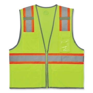 Picture of GloWear 8246Z-S Single Size Class 2 Two-Tone Mesh Vest, Polyester, 5X-Large, Lime, Ships in 1-3 Business Days