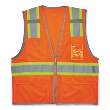 Picture of GloWear 8246Z-S Single Size Class 2 Two-Tone Mesh Vest, Polyester, Small, Orange, Ships in 1-3 Business Days