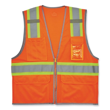 Picture of GloWear 8246Z-S Single Size Class 2 Two-Tone Mesh Vest, Polyester, 4X-Large, Orange, Ships in 1-3 Business Days