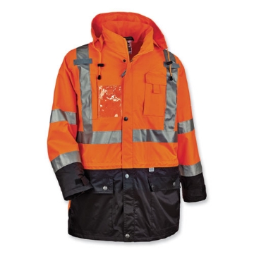 Picture of GloWear 8386 Class 3 Hi-Vis Outer Shell Jacket, Polyester, 5X-Large, Orange, Ships in 1-3 Business Days