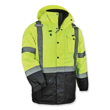 Picture of GloWear 8384 Class 3 Hi-Vis Quilted Thermal Parka, Small, Lime, Ships in 1-3 Business Days