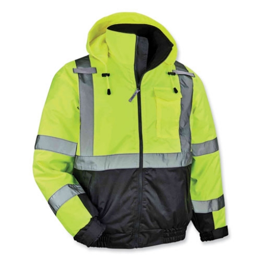 Picture of GloWear 8377 Class 3 Hi-Vis Quilted Bomber Jacket, Lime, X-Large, Ships in 1-3 Business Days