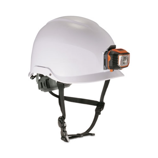 Picture of Skullerz 8974LED Class E Safety Helmet w/8981 Universal LED Headlamp, 6-Pt Ratchet Susp, White, Ships in 1-3 Business Days
