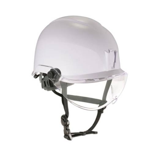 Picture of Skullerz 8974V Class E Safety Helmet w/8991 Visor Kit, Clear Lens, 6-Pt Ratchet Suspension, White, Ships in 1-3 Business Days