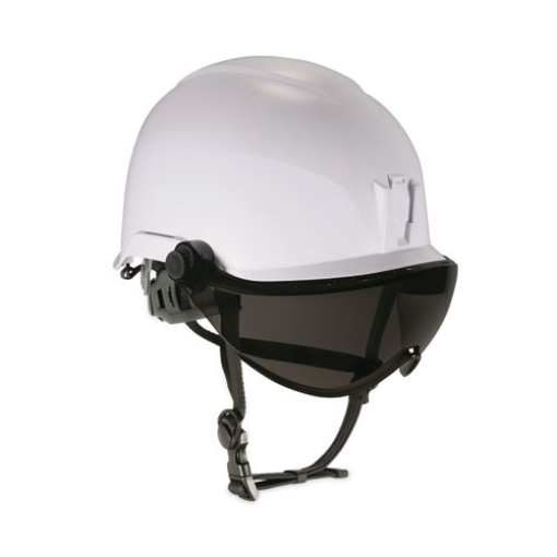 Picture of Skullerz 8974V Class E Safety Helmet w/8991 Visor Kit, Smoke Lens, 6-Pt Ratchet Suspension, White, Ships in 1-3 Business Days