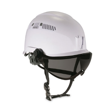 Picture of Skullerz 8975V Class C Safety Helmet w/8991 Visor Kit, Smoke Lens, 6-Pt Ratchet Suspension, White, Ships in 1-3 Business Days