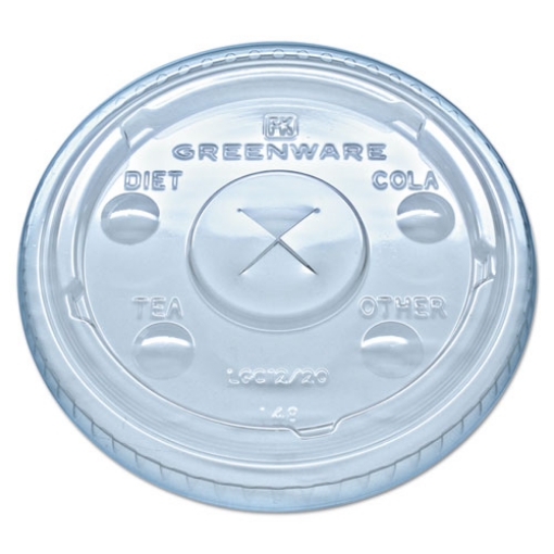 Picture of Greenware Cold Drink Lids, Fits 9 Oz Old Fashioned Cups, 12 Oz Squat Cups, 20 Oz Cups Clear, 1,000/carton