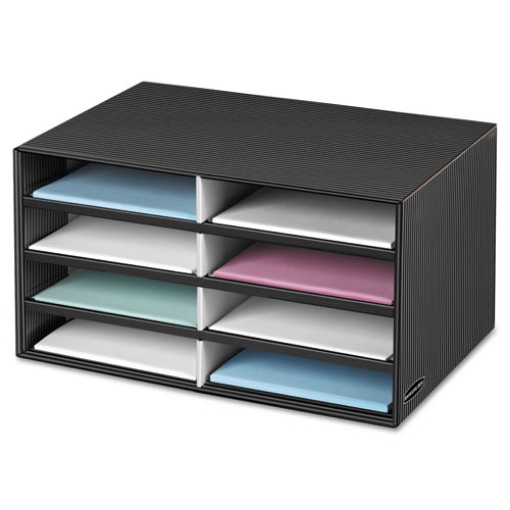 Picture of DECORATIVE SORTER, 8 LETTER COMPARTMENTS, 19.5 X 12.38 X 10.25, BLACK/GRAY PINSTRIPE