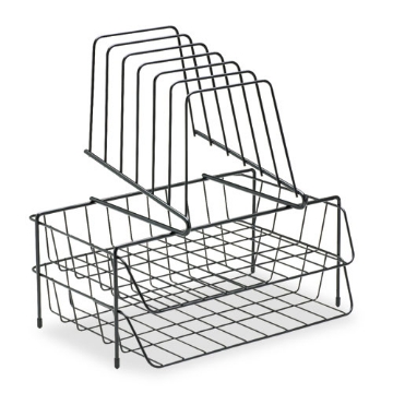 Picture of Wire Double Tray With Step File Sorter, 8 Sections, Letter Size Files, 13.88" X 10.13" X 14", Black