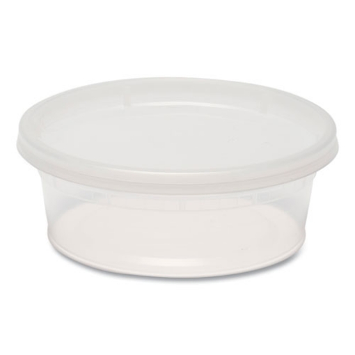 Picture of Plastic Deli Container with Lid, 8 oz, Clear, Plastic, 240/Carton