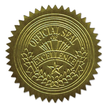 Picture of Self-Adhesive Embossed Seals, 2" dia, Gold, 20/Sheet, 5 Sheets/Pack