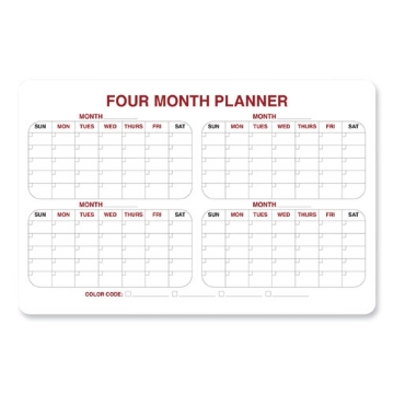 Picture of 4 Month Whiteboard Calendar with Radius Corners, 36 x 24, White/Red/Black Surface, Ships in 7-10 Business Days