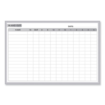 Picture of In/Out Magnetic Whiteboard, 36 x 24, White/Gray Surface, Satin Aluminum Frame, Ships in 7-10 Business Days