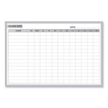 Picture of In/Out Magnetic Whiteboard, 72.5 x 48.5, White/Gray Surface, Satin Aluminum Frame, Ships in 7-10 Business Days