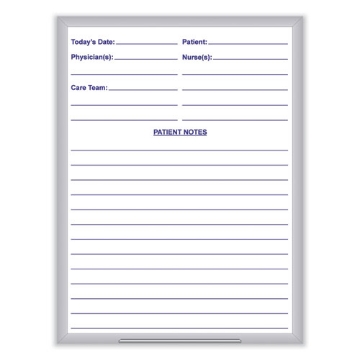 Picture of Hospital Magnetic Whiteboard, 24 x 36, White/Blue Surface, Satin Aluminum Frame, Ships in 7-10 Business Days