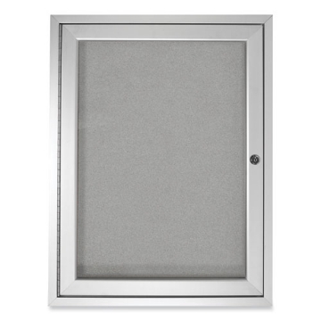 Picture of 1 Door Enclosed Vinyl Bulletin Board with Satin Aluminum Frame, 36 x 36, Silver Surface, Ships in 7-10 Business Days