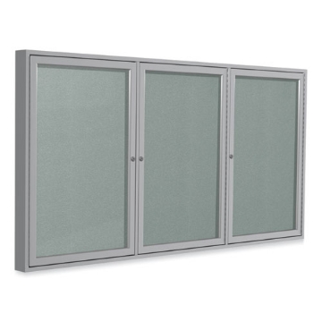 Picture of Enclosed Outdoor Bulletin Board, 72 x 36, Silver Surface, Satin Aluminum Frame, Ships in 7-10 Business Days