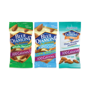 Picture of Almonds Variety Pack, Assorted Flavors, 0.6 oz Pouch, 7 Pouches/Box, 6 Boxes/Carton, Ships in 1-3 Business Days