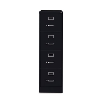 Picture of Vertical Letter File Cabinet, 4 Letter-Size File Drawers, Black, 15 x 26.5 x 52