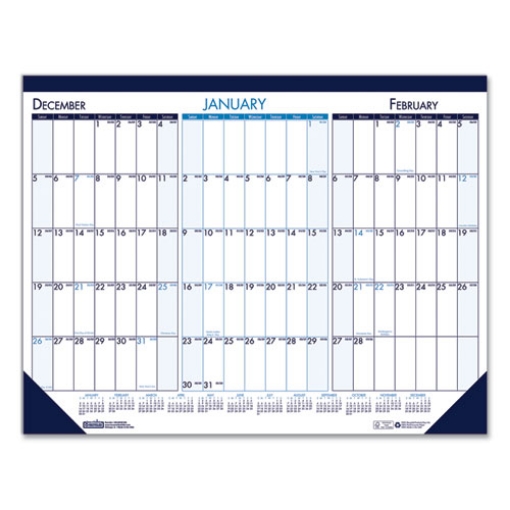 Picture of Three Month Desk Pad, 22 x 17, White/Blue/Teal Sheets, Blue Binding, Blue Corners, 14-Month (Dec to Jan): 2023 to 2025