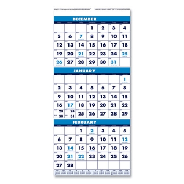 Picture of Recycled Three-Month Format Wall Calendar, Vertical Orientation, 8 x 17, White Sheets, 14-Month (Dec to Jan): 2023 to 2025
