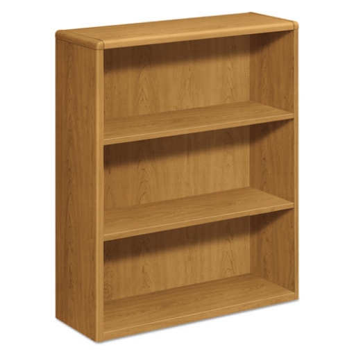 Picture of 10700 Series Wood Bookcase, Three-Shelf, 36w x 13.13d x 43.38h, Harvest