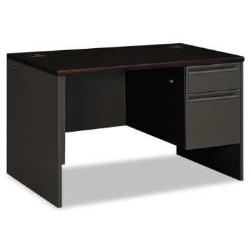 Picture of 38000 Series Right Pedestal Desk, 48" X 30" X 29.5", Mahogany/charcoal