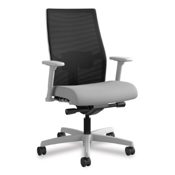 Picture of Ignition 2.0 4-Way Stretch Mid-Back Mesh Task Chair, Adjustable Lumbar Support, Frost Seat, Black Back, Titanium Base