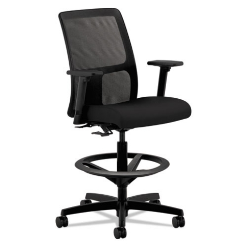 Picture of Ignition Series Mesh Low-Back Task Stool, Supports Up To 300 Lb, 24" To 33" Seat Height, Black