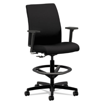 Picture of Ignition Series Low-Back Task Stool, Supports Up To 300 Lb, 24" To 33" Seat Height, Black