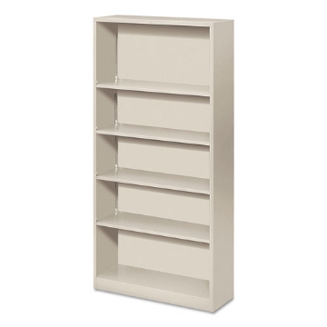 Picture of Metal Bookcase, Five-Shelf, 34.5w x 12.63d x 71h, Light Gray