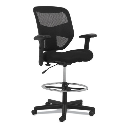 Picture of Prominent High-Back Task Stool, Supports Up To 250 Lb, 21" To 28.1" Seat Height, Black