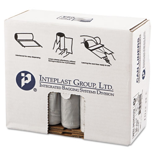 Picture of Low-Density Commercial Can Liners, Coreless Interleaved Roll, 30 gal, 0.58 mil, 30" x 36", Clear, 25 Bags/Roll, 10 Rolls/CT