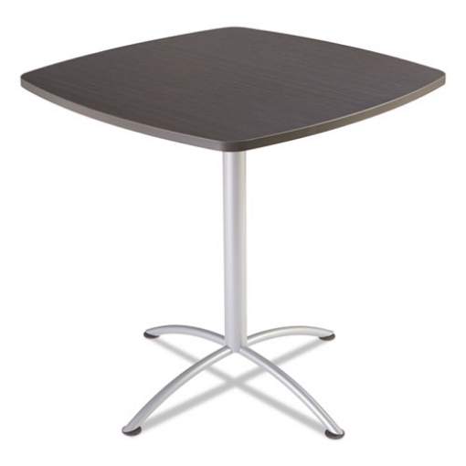 Picture of iLand Bistro-Height Table, Square, Contoured Edges, 42" x 42" x 42", Gray Walnut Top, Silver Base