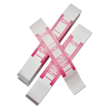 Picture of Color-Coded Kraft Currency Straps, Dollar Bill, $250, Self-Adhesive, 1000/pack