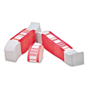 Picture of Color-Coded Kraft Currency Straps, $5 Bill, $500, Self-Adhesive, 1000/pack