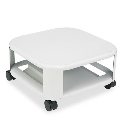 Picture of Mead-Hatcher Mobile Printer Stand, Metal, 2 Shelves, 75 lb Capacity, 17.8" x 17.8" x 8.5", Platinum