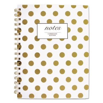Picture of Gold Dots Hardcover Notebook, 1-Subject, Wide/Legal Rule, White/Gold Cover, (80) 9.5 x 7 Sheets