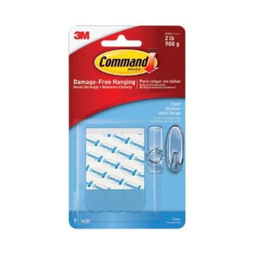Picture of Refill Strips, Removable, Holds Up To 2 Lbs, 0.63 X 1.75, Clear, 9/pack