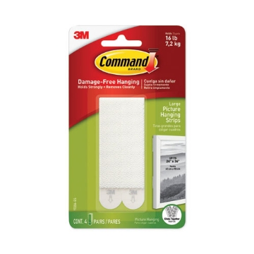 Picture of Picture Hanging Strips, Removable, Holds Up To 4 Lbs Per Pair, 0.5 X 3.63, White, 4 Pairs/pack