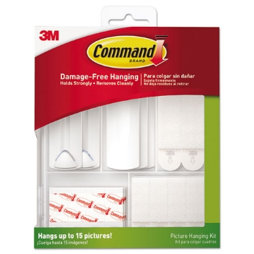 Picture of Picture Hanging Kit, Assorted Sizes, Plastic, White/Clear, 1 lb; 4 lb; 5 lb Capacities 38 Pieces/Pack