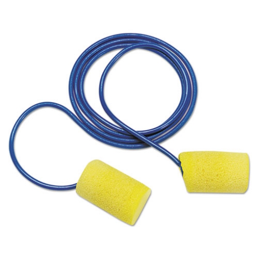 Picture of E-A-R CLASSIC EARPLUGS, CORDED, PVC FOAM, YELLOW, 200 PAIRS/BOX