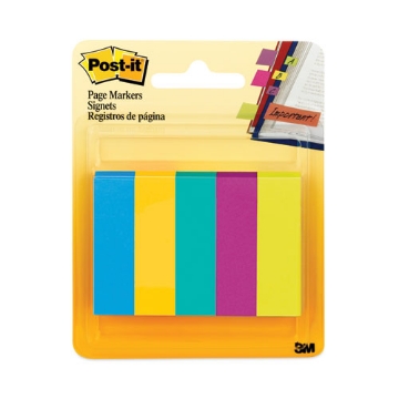 Picture of Page Flag Markers, Assorted Colors,100 Flags/pad, 5 Pads/pack