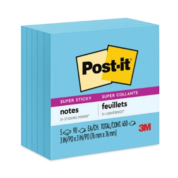Picture of Full Stick Notes, 3" x 3", Energy Boost Collection Colors, 25 Sheets/Pad, 4 Pads/Pack