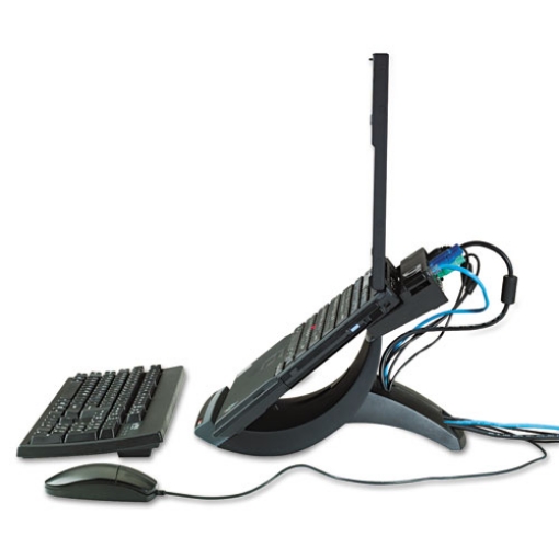 Picture of Vertical Notebook Computer Riser With Cable Management, 9" X 12" X 6.5" To 9.5", Black/charcoal Gray, Supports 20 Lbs
