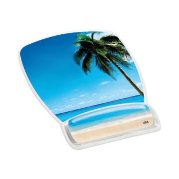 Picture of Fun Design Clear Gel Mouse Pad with Wrist Rest, 6.8 x 8.6, Beach Design